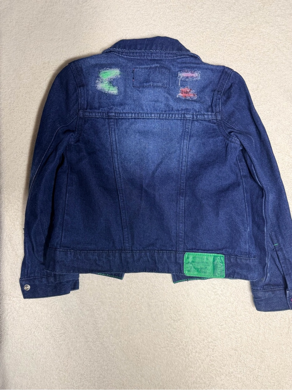 Crayola x Levi's Distressed Denim Trucker Jacket Pink Snap Buttons Size 5-6Y - Picture 3 of 5